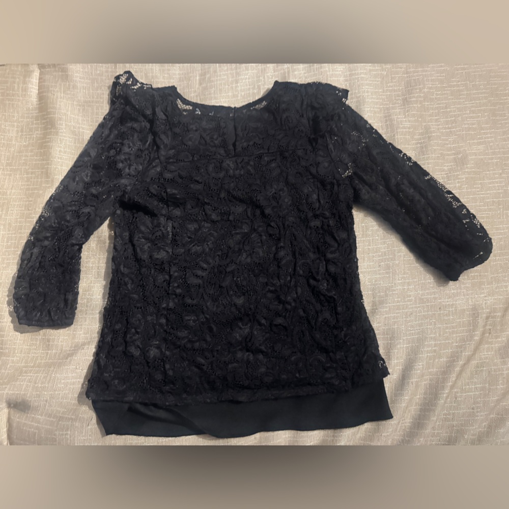 Olivia Blu Chic Black Lace 3/4 Sleeve Chemise